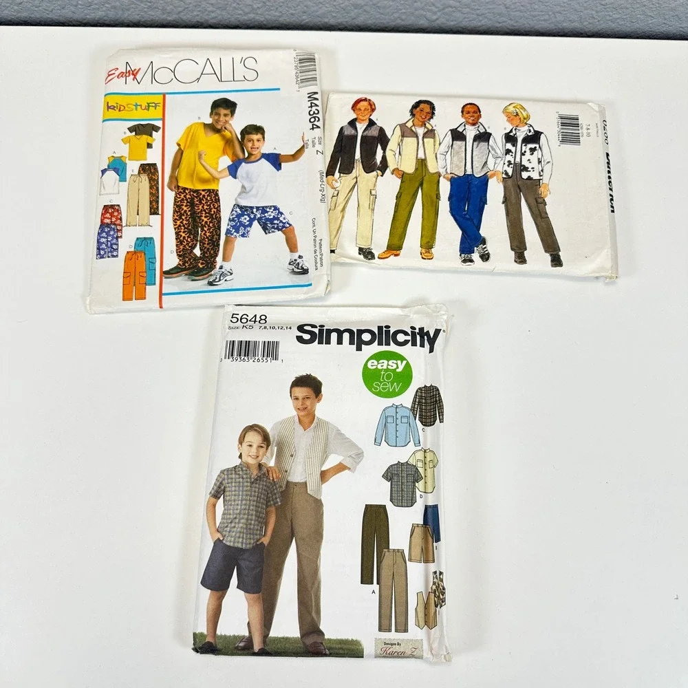 VTG Lot of 11 Kids Boys Sewing Patterns Simplicity Butterick McCalls Shirt Pants